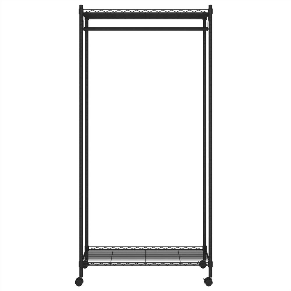 2-Tier Clothes Rack with Wheels 90x45x186 cm Black 100 kg