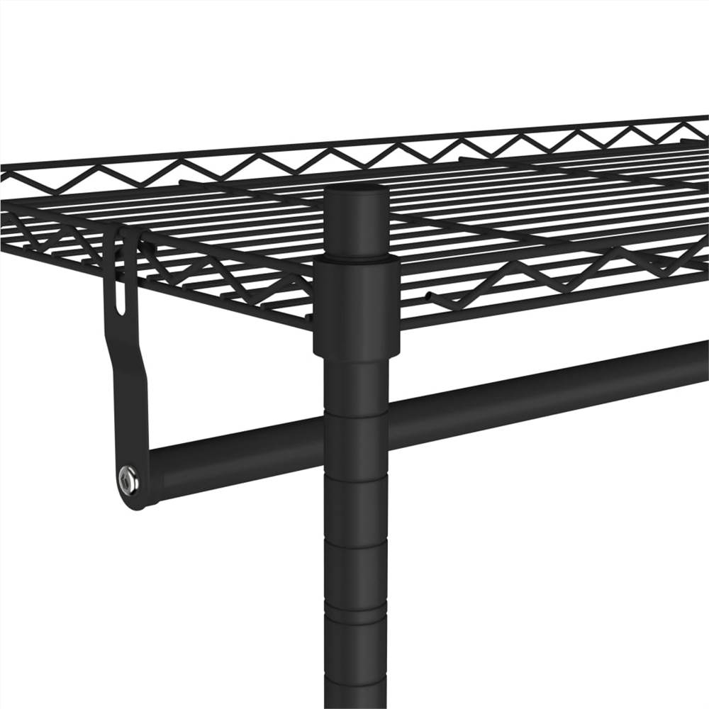 2-Tier Clothes Rack with Wheels 90x45x186 cm Black 100 kg