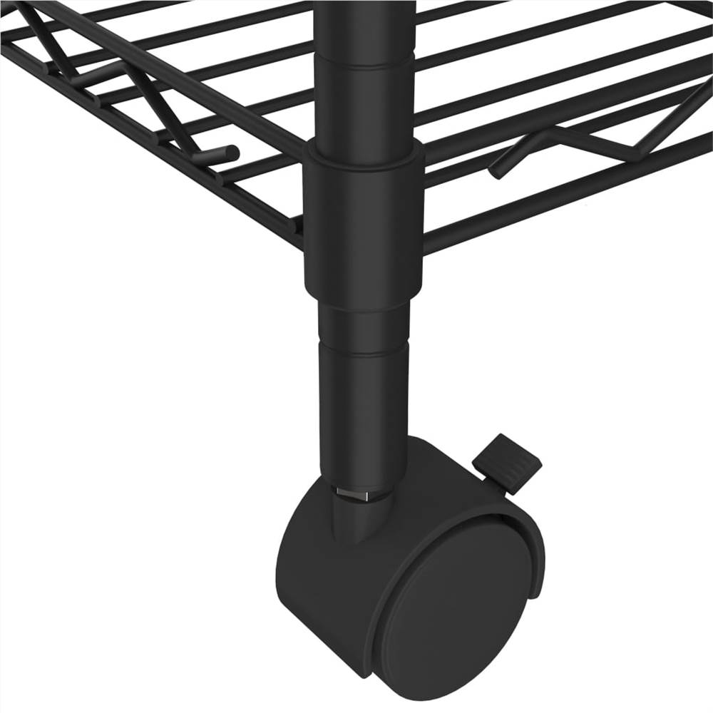 2-Tier Clothes Rack with Wheels 90x45x186 cm Black 100 kg