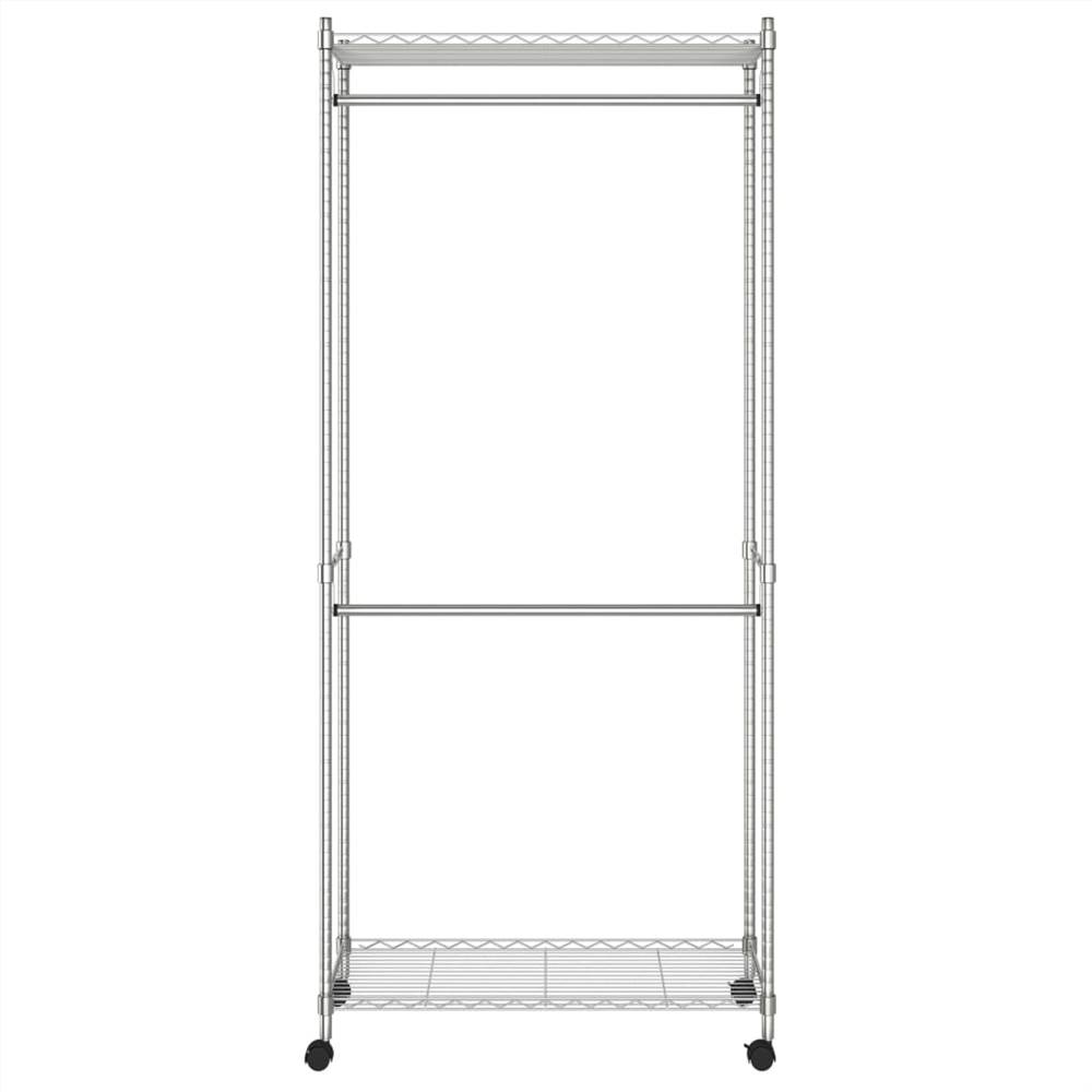 2-Tier Clothes Rack with Wheels 90x45x198 cm Chrome 100 kg