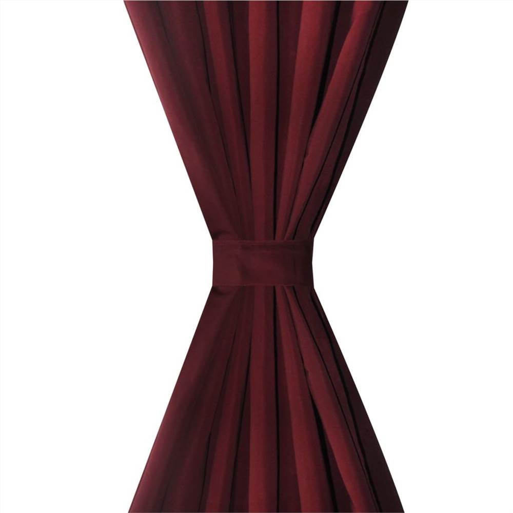 2 pcs Bordeaux Micro-Satin Curtains with Loops 140 x 245 cm