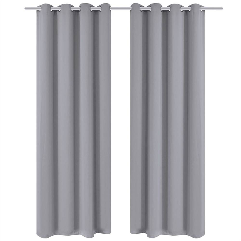 

2 pcs Grey Blackout Curtains with Metal Rings 135 x 245 cm