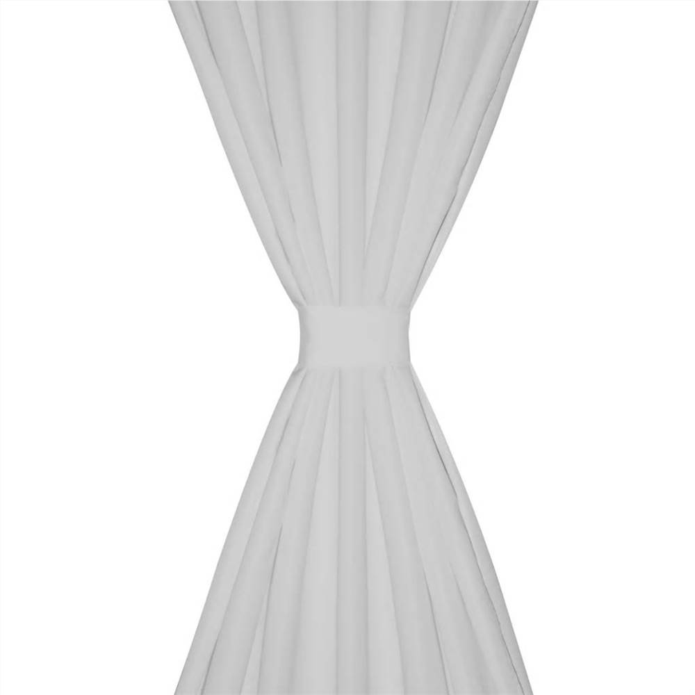 2 pcs White Micro-Satin Curtains with Loops 140 x 245 cm