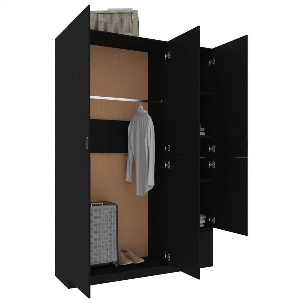 3-Door Wardrobe Black 120x50x180 cm Chipboard