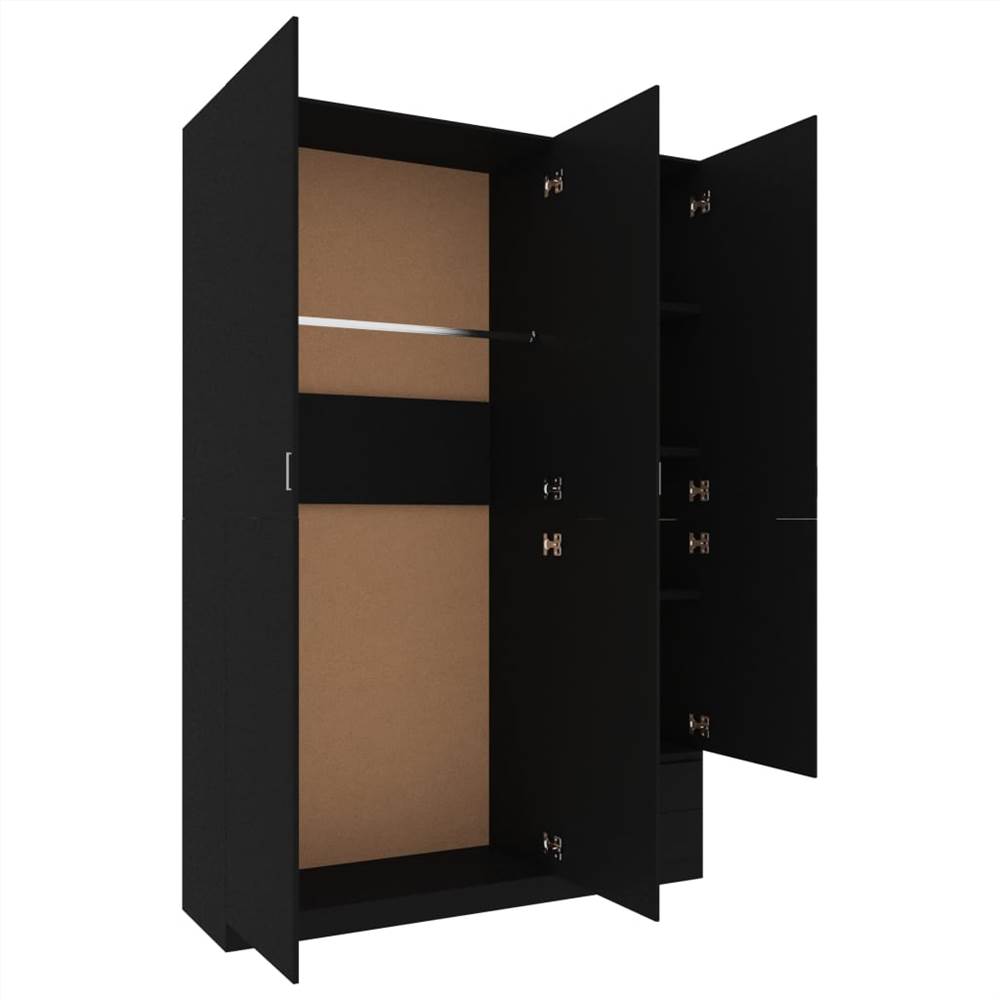 3-Door Wardrobe Black 120x50x180 cm Chipboard