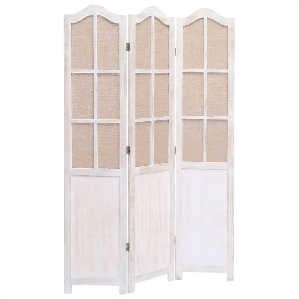 3-Panel Room Divider White 105x165 cm Fabric