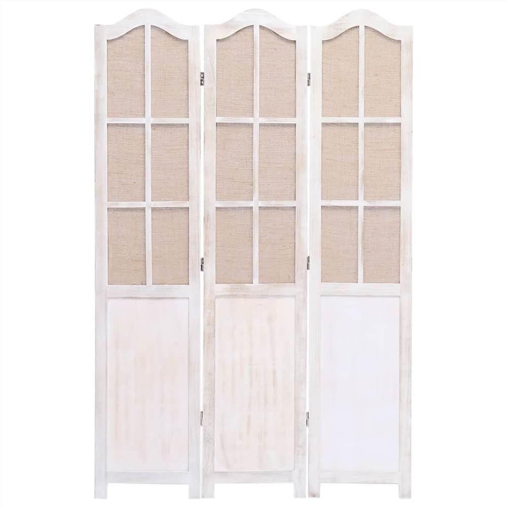 3-Panel Room Divider White 105x165 cm Fabric