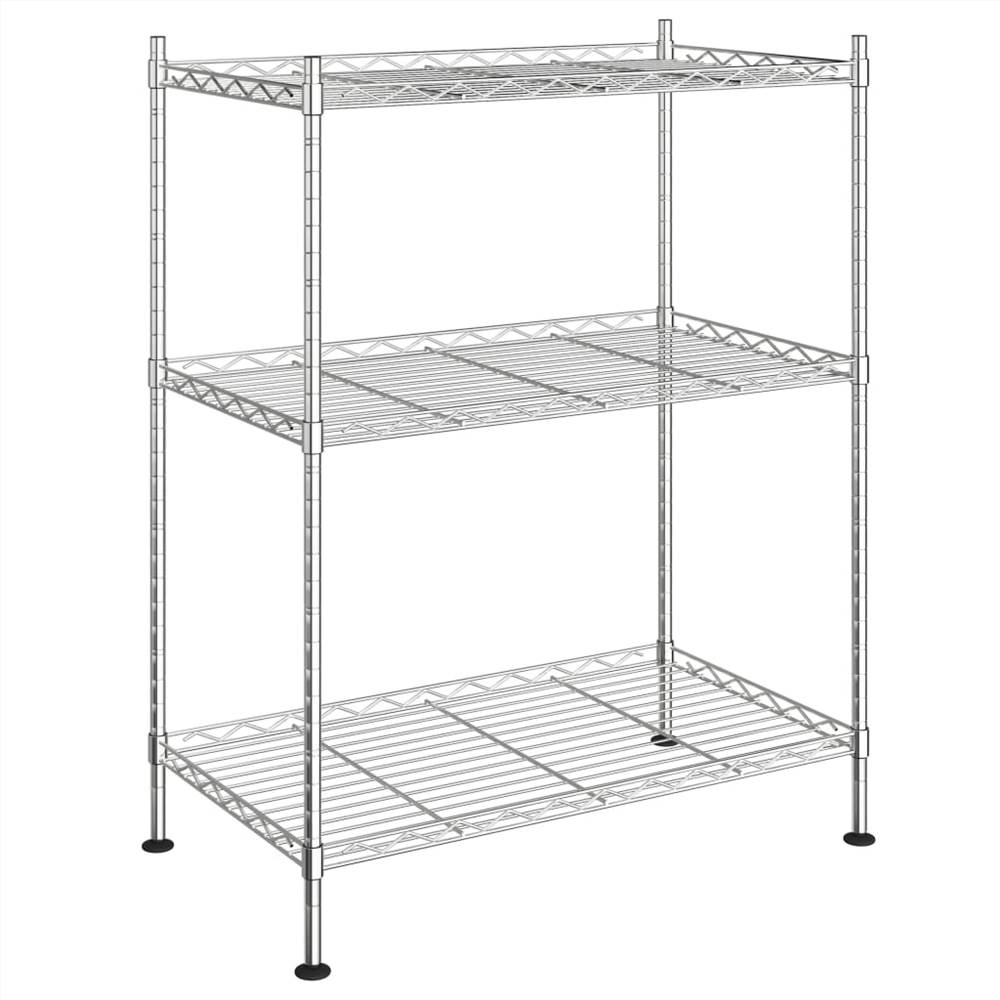 3-Tier Storage Rack 60x35x76 cm Chrome 150 kg