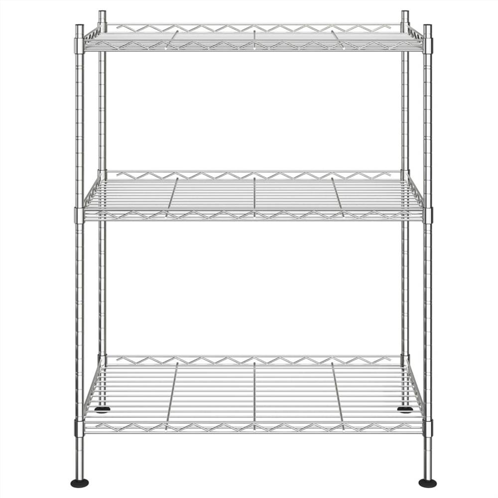 3-Tier Storage Rack 60x35x76 cm Chrome 150 kg