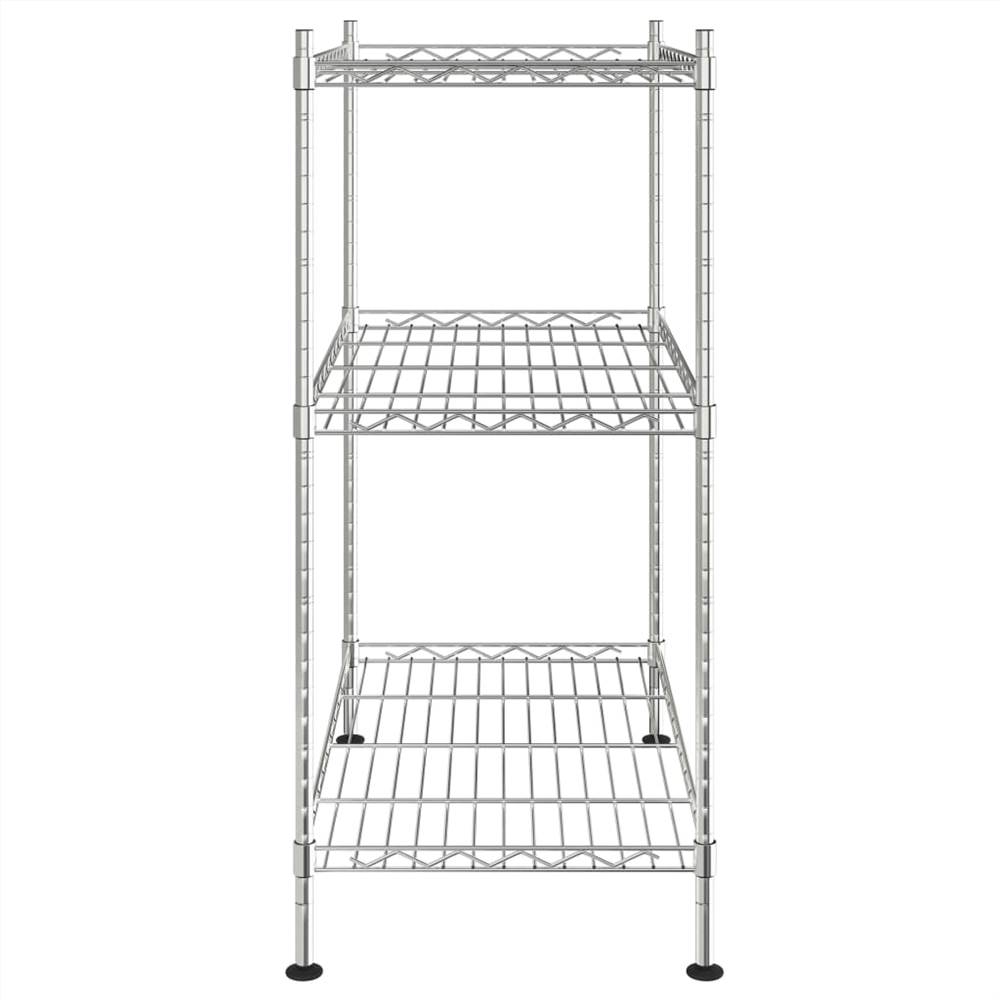 3-Tier Storage Rack 60x35x76 cm Chrome 150 kg
