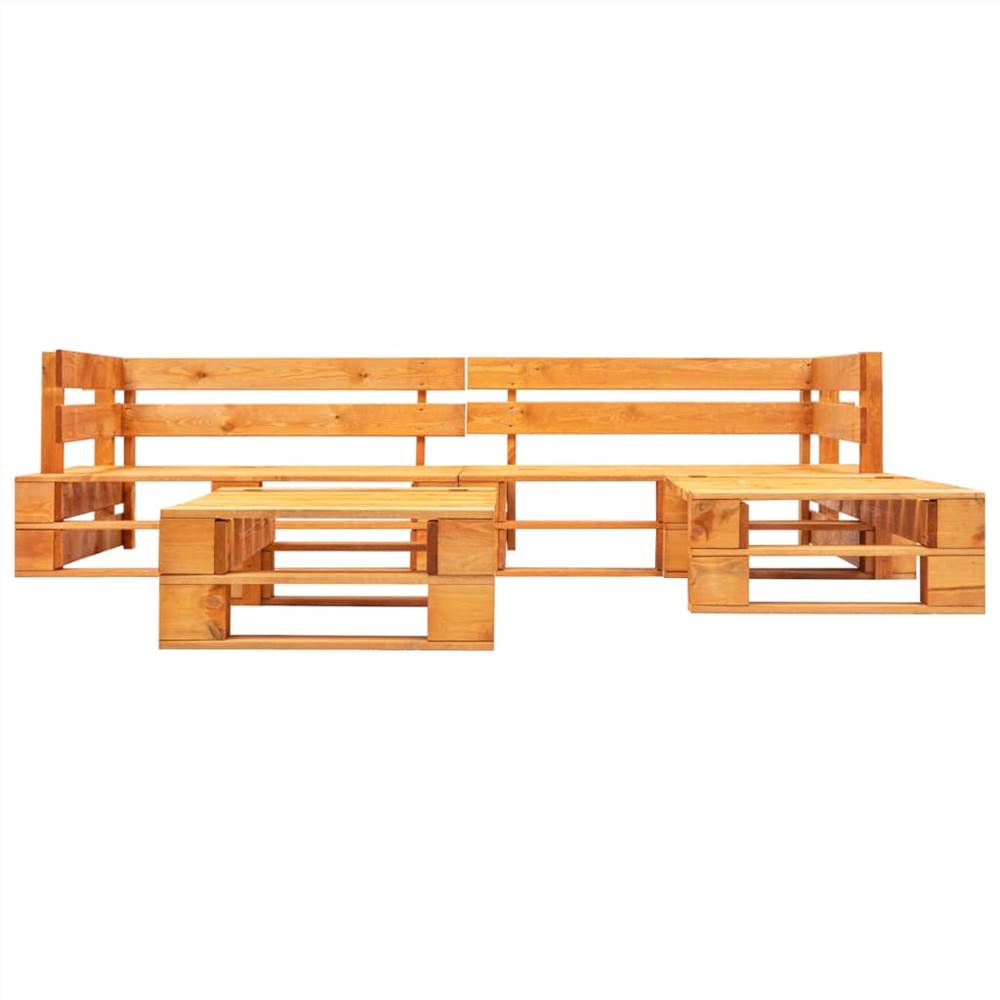 4 Piece Garden Pallet Lounge Set Wood Honey Brown