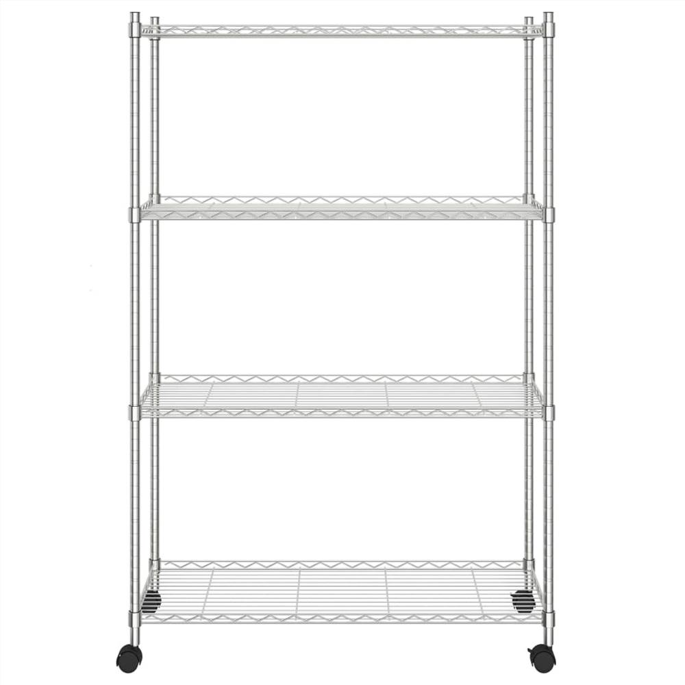 4-Tier Storage Shelf with Wheels 90x35x142 cm Chrome 200 kg