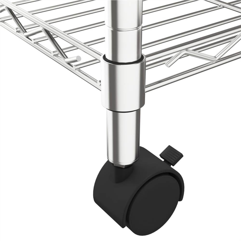 4-Tier Storage Shelf with Wheels 90x35x142 cm Chrome 200 kg
