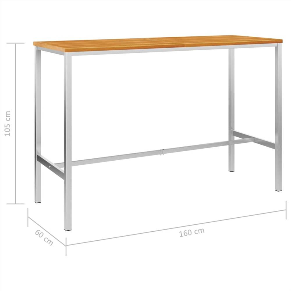 7 Piece Bar Set Solid Acacia Wood and Stainless Steel