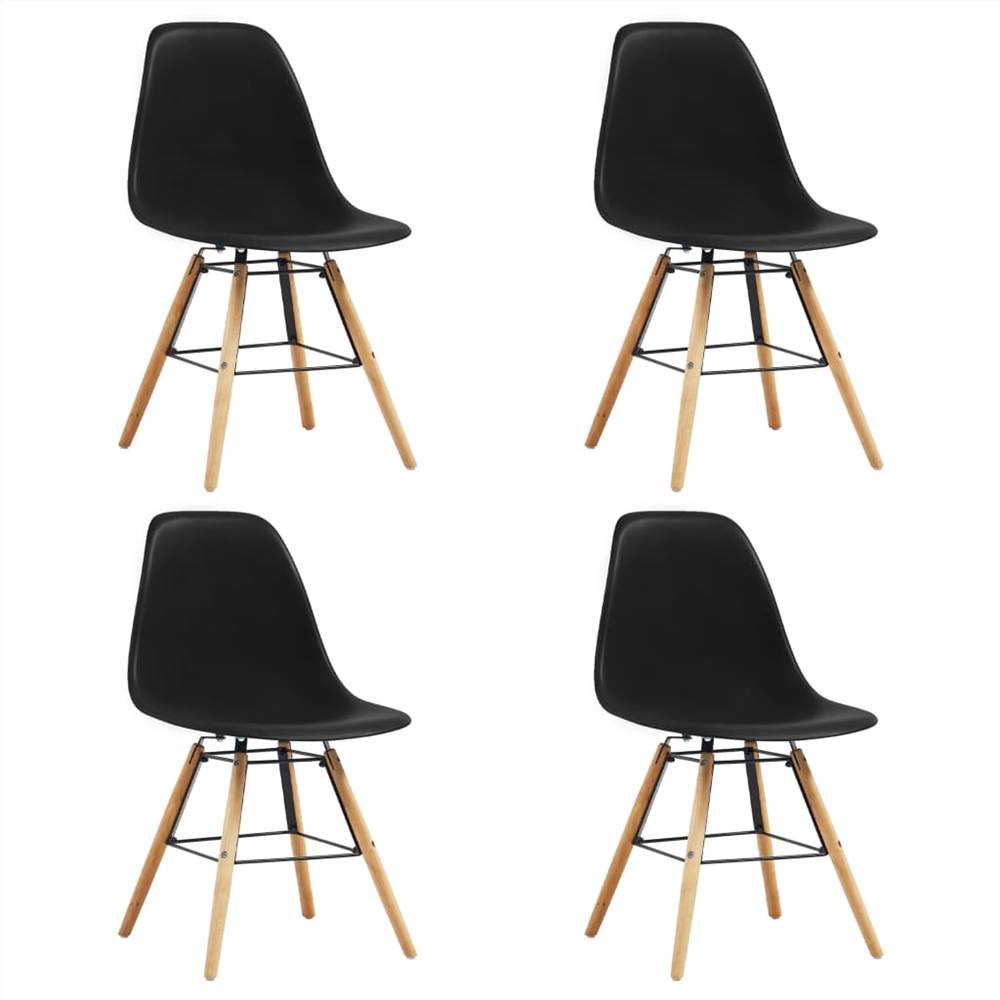 7 Piece Dining Set Plastic Black