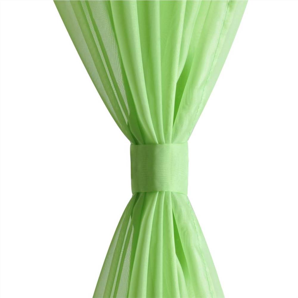 Apple Green Sheer Curtain 140 x 225 cm 2 pcs