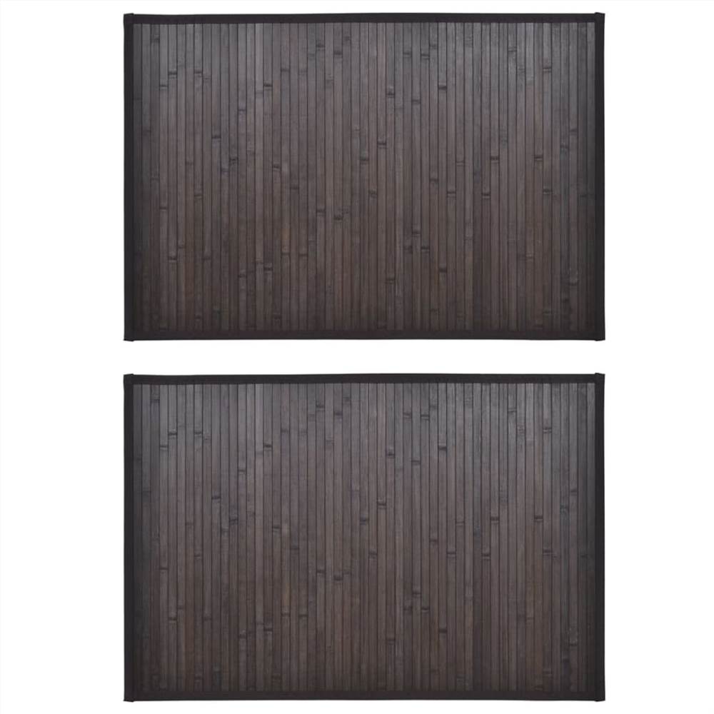 Bamboo Bath Mats 2 pcs 60x90 cm Dark Brown
