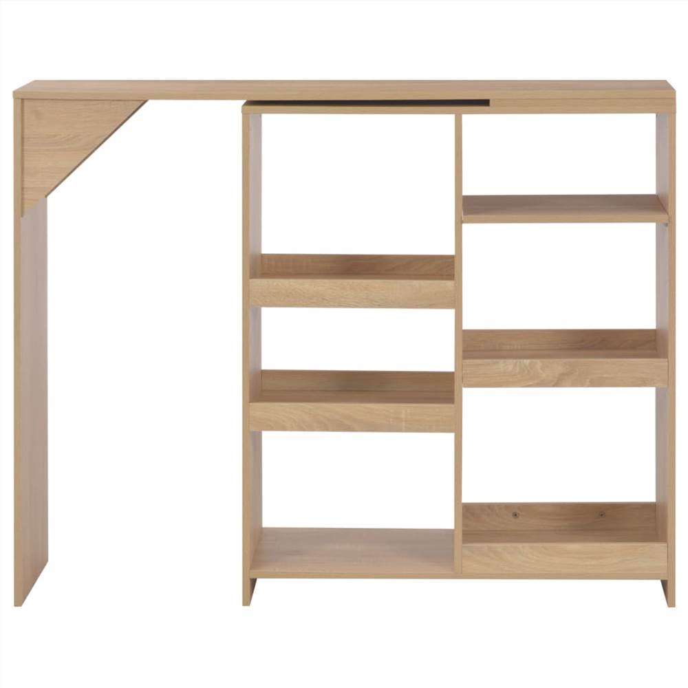 Bar Table with Moveable Shelf Oak 138x40x120 cm