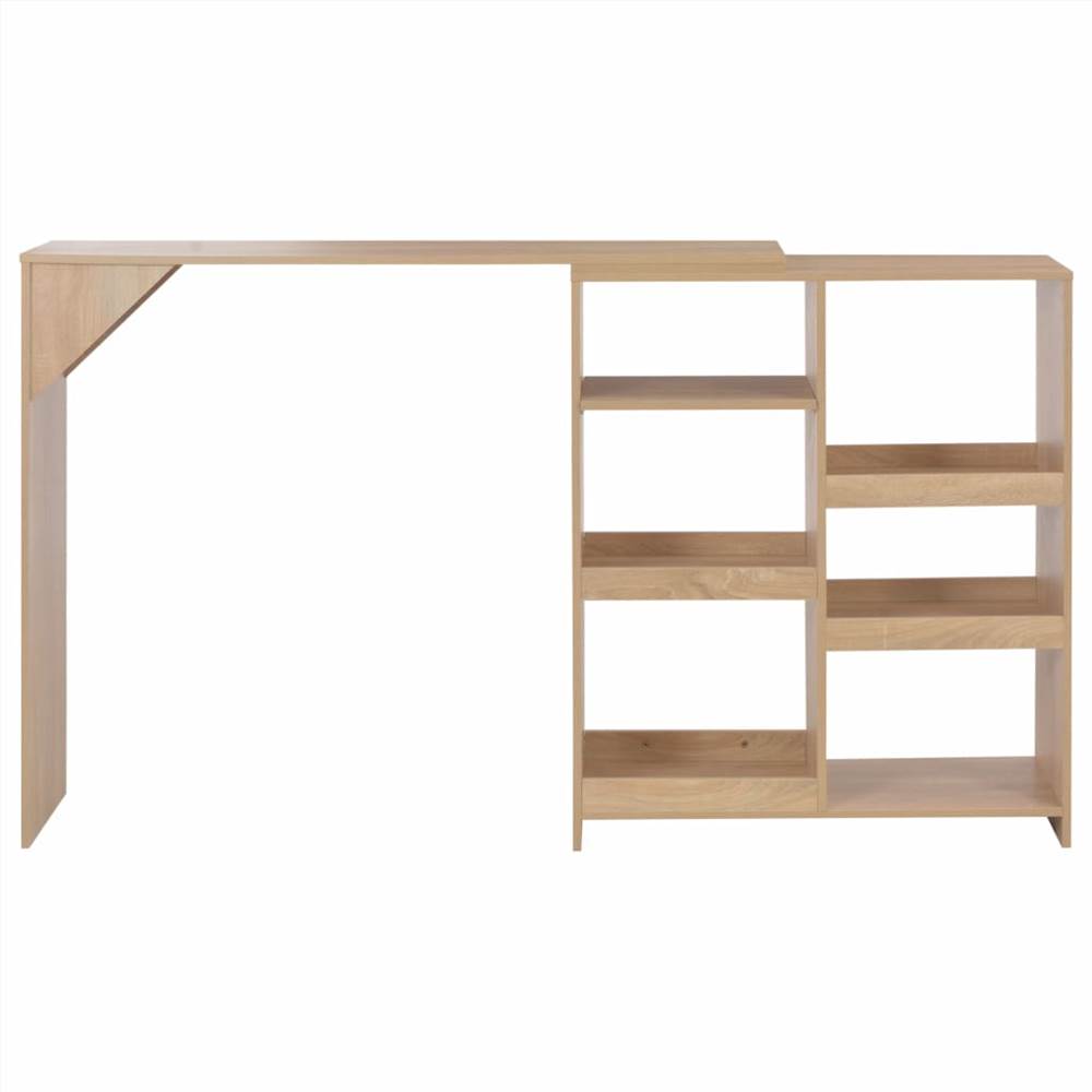 Bar Table with Moveable Shelf Oak 138x40x120 cm