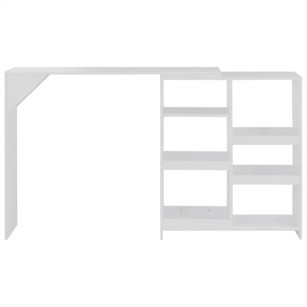 Bar Table with Moveable Shelf White 138x40x120 cm