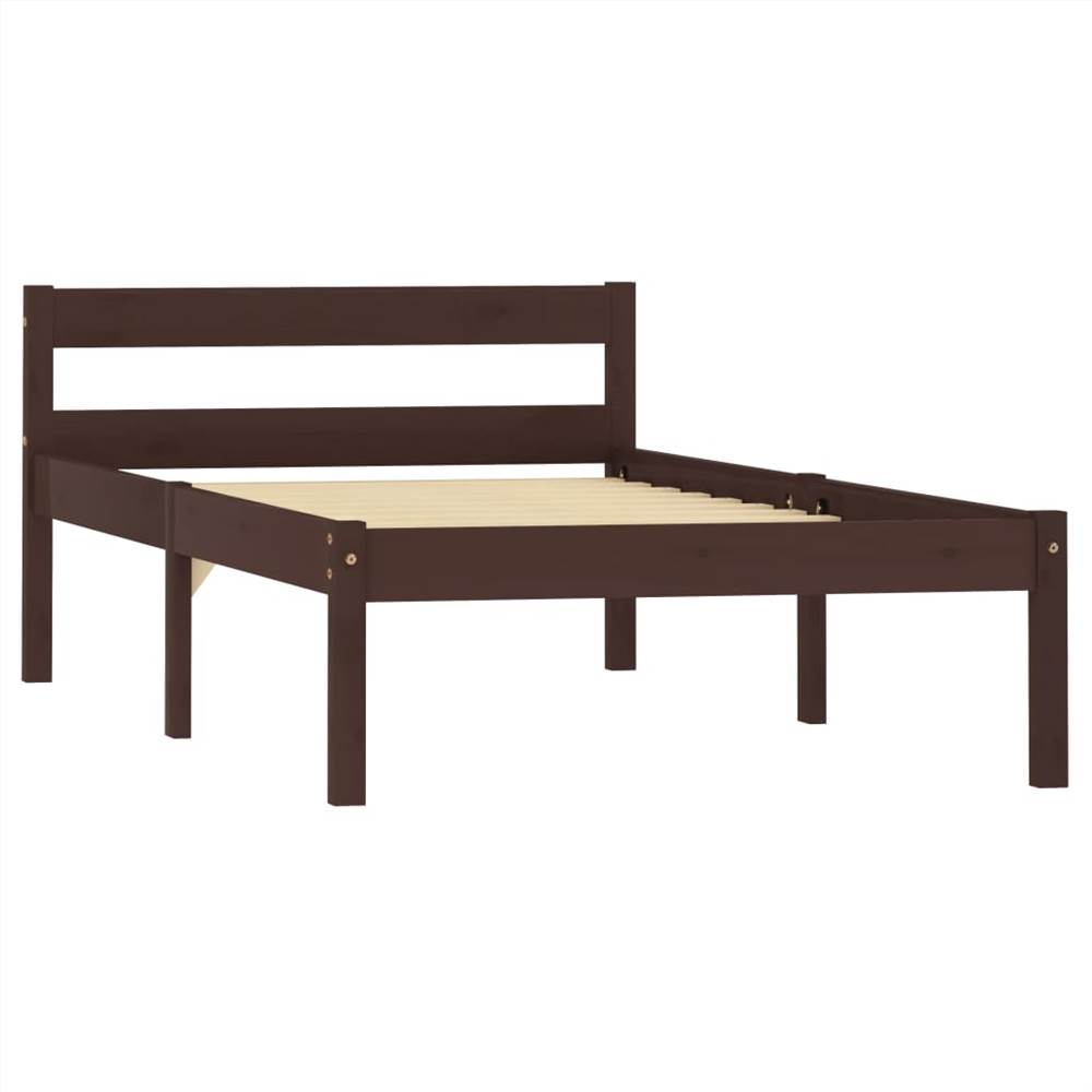 Bed Frame Dark Brown Solid Pine Wood 90x200 cm