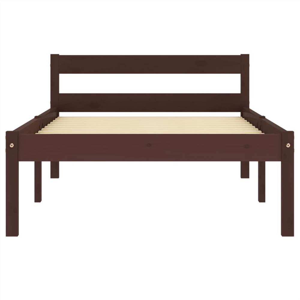 Bed Frame Dark Brown Solid Pine Wood 90x200 cm