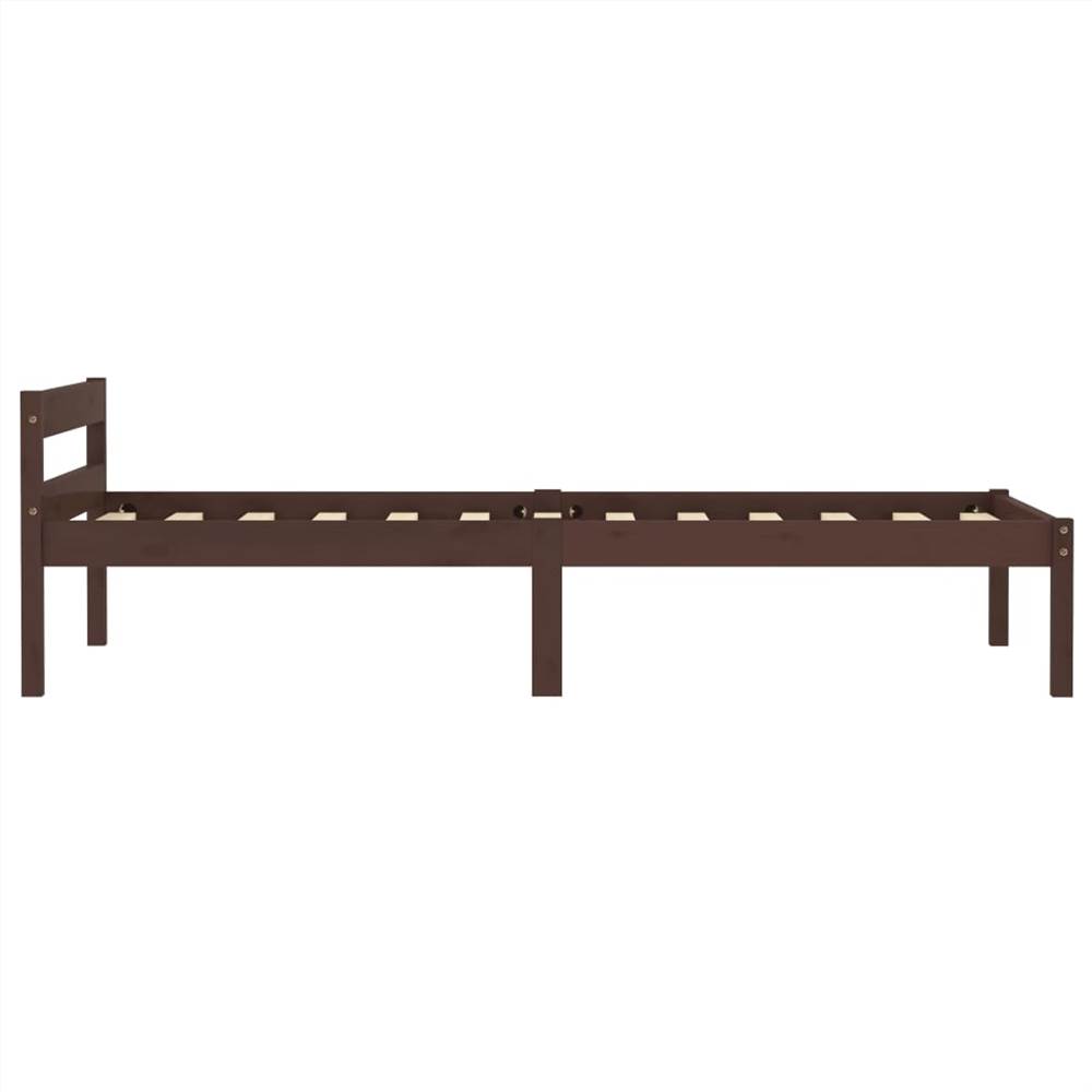 Bed Frame Dark Brown Solid Pine Wood 90x200 cm