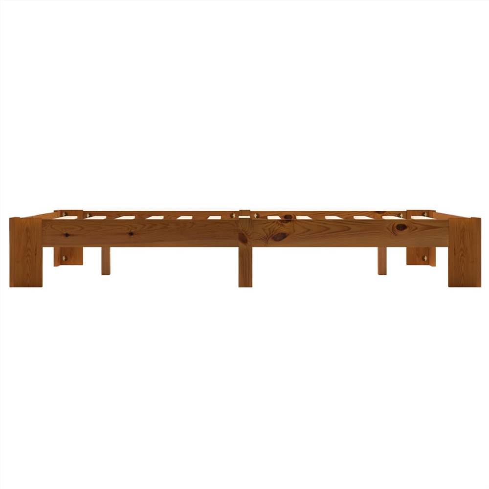 Bed Frame Light Brown Solid Pine Wood 140x200 cm