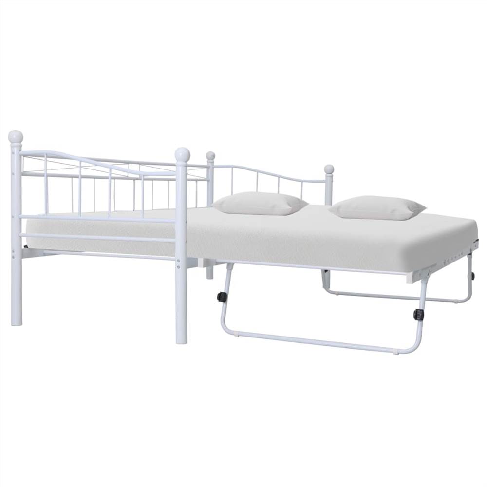 

Bed Frame White Steel 180x200/90x200 cm
