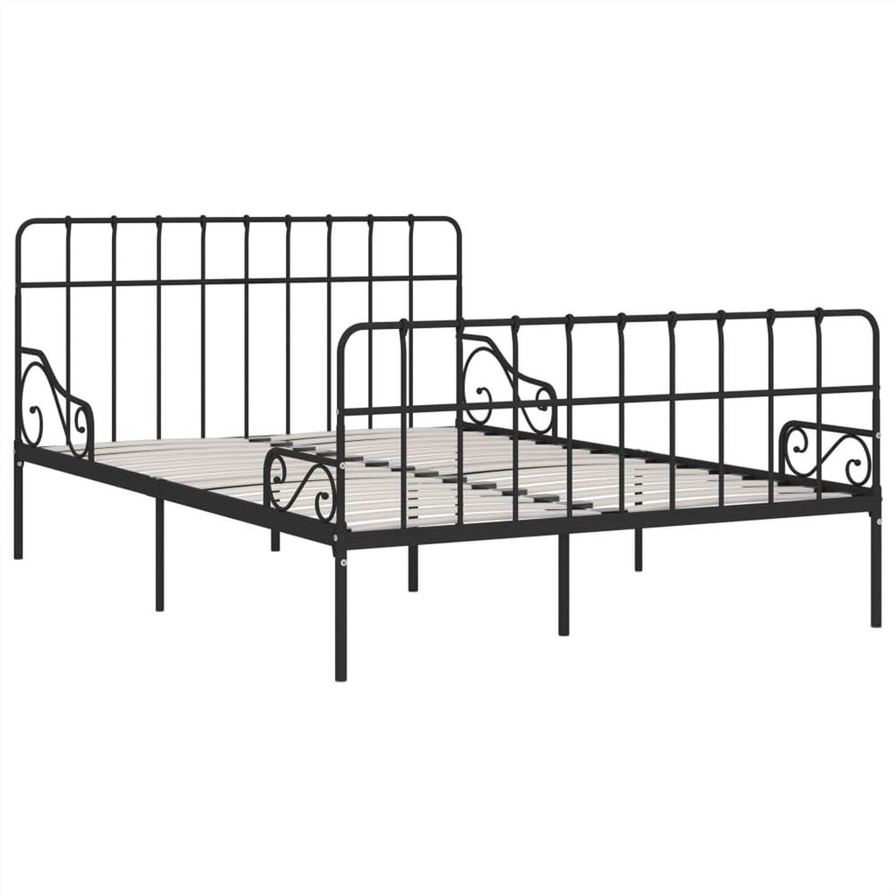 Bed Frame with Slatted Base Black Metal 120x200 cm