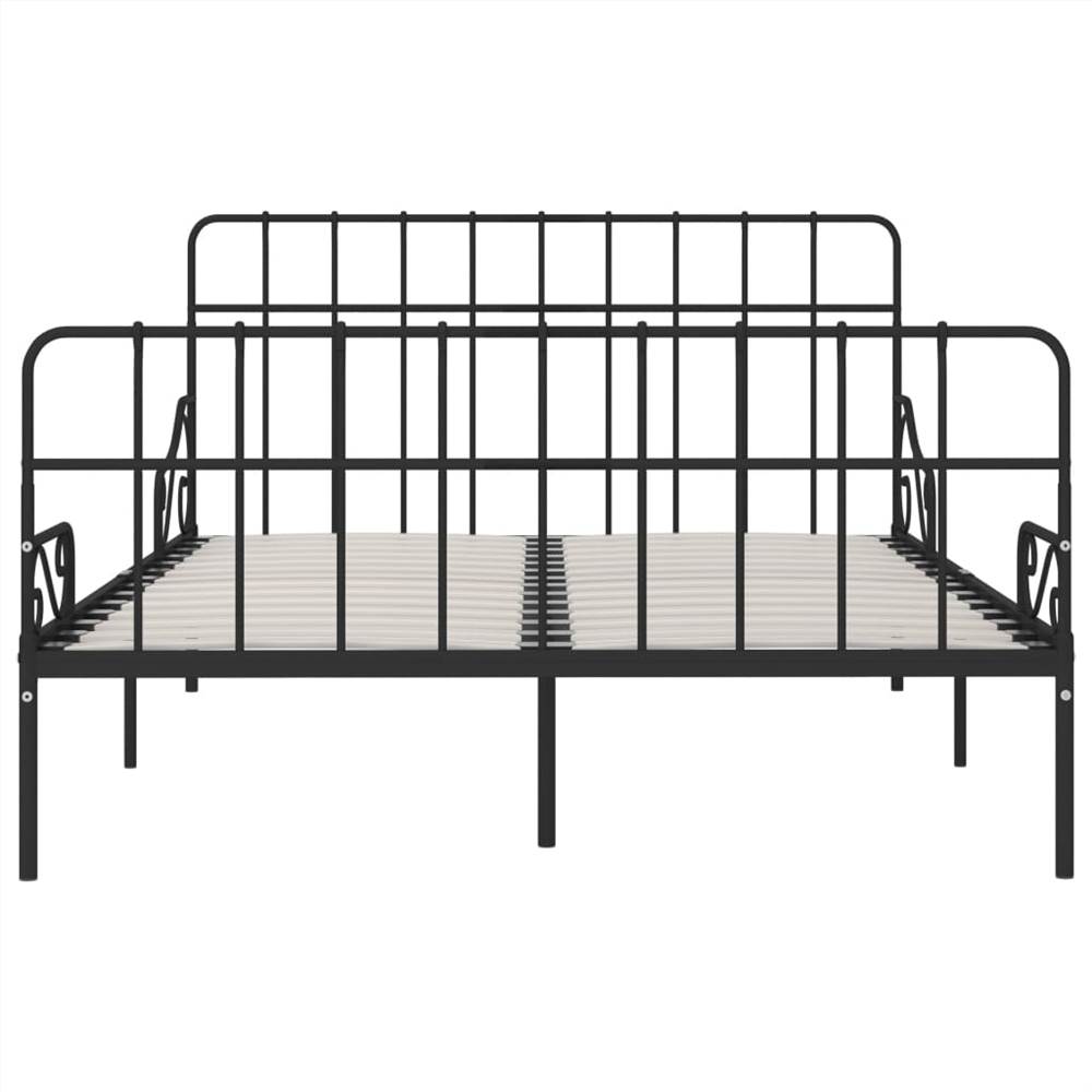 Bed Frame with Slatted Base Black Metal 120x200 cm