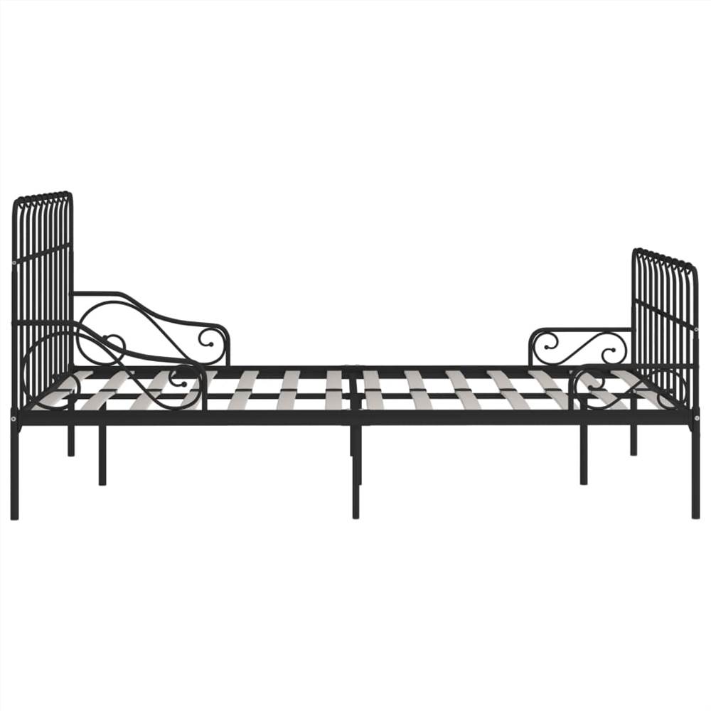 Bed Frame with Slatted Base Black Metal 120x200 cm