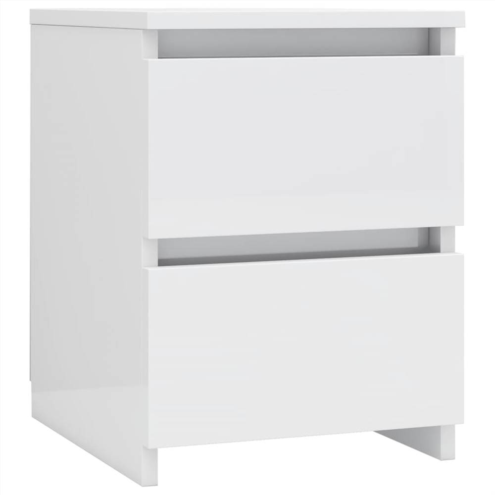 Bedside Cabinet High Gloss White 30x30x40 cm Chipboard