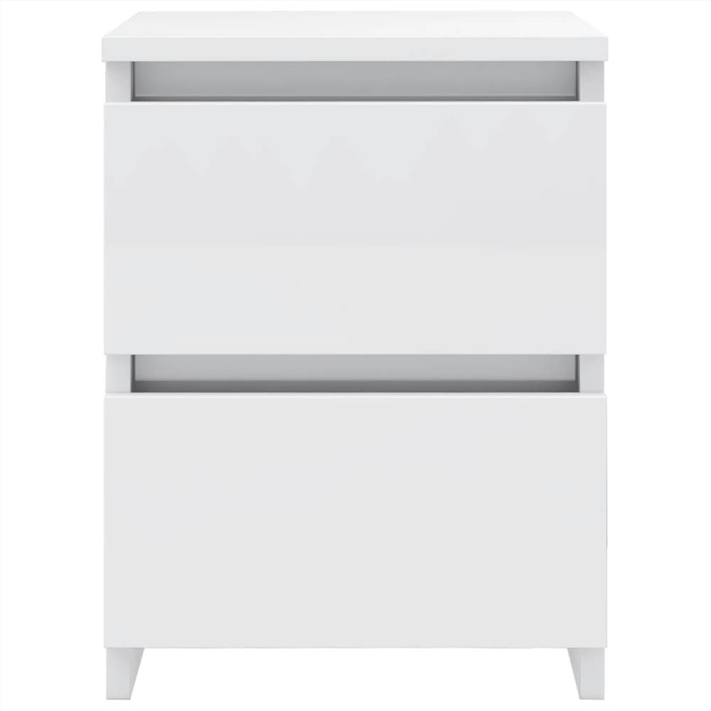 Bedside Cabinet High Gloss White 30x30x40 cm Chipboard