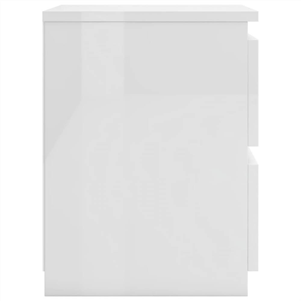 Bedside Cabinet High Gloss White 30x30x40 cm Chipboard