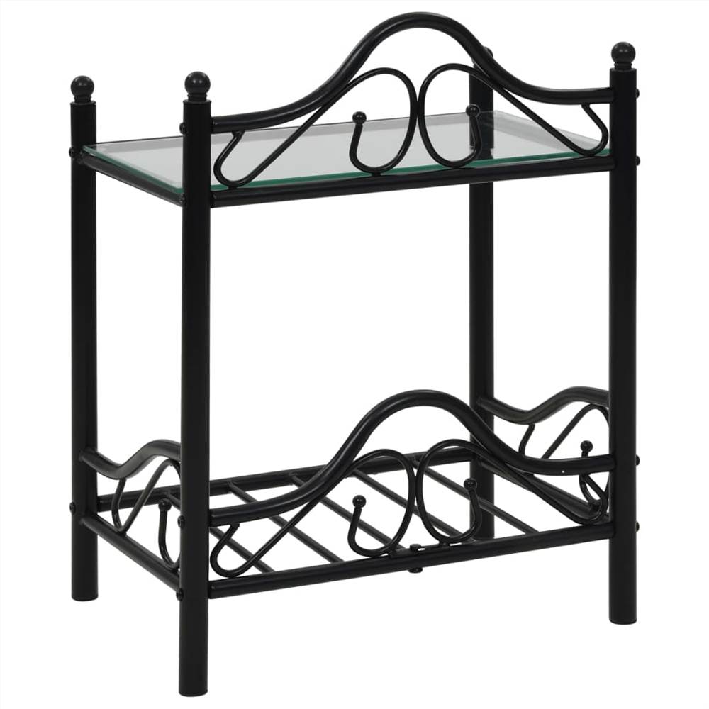 Bedside Tables 2pcs Steel and Tempered Glass 45x30.5x60cm Black