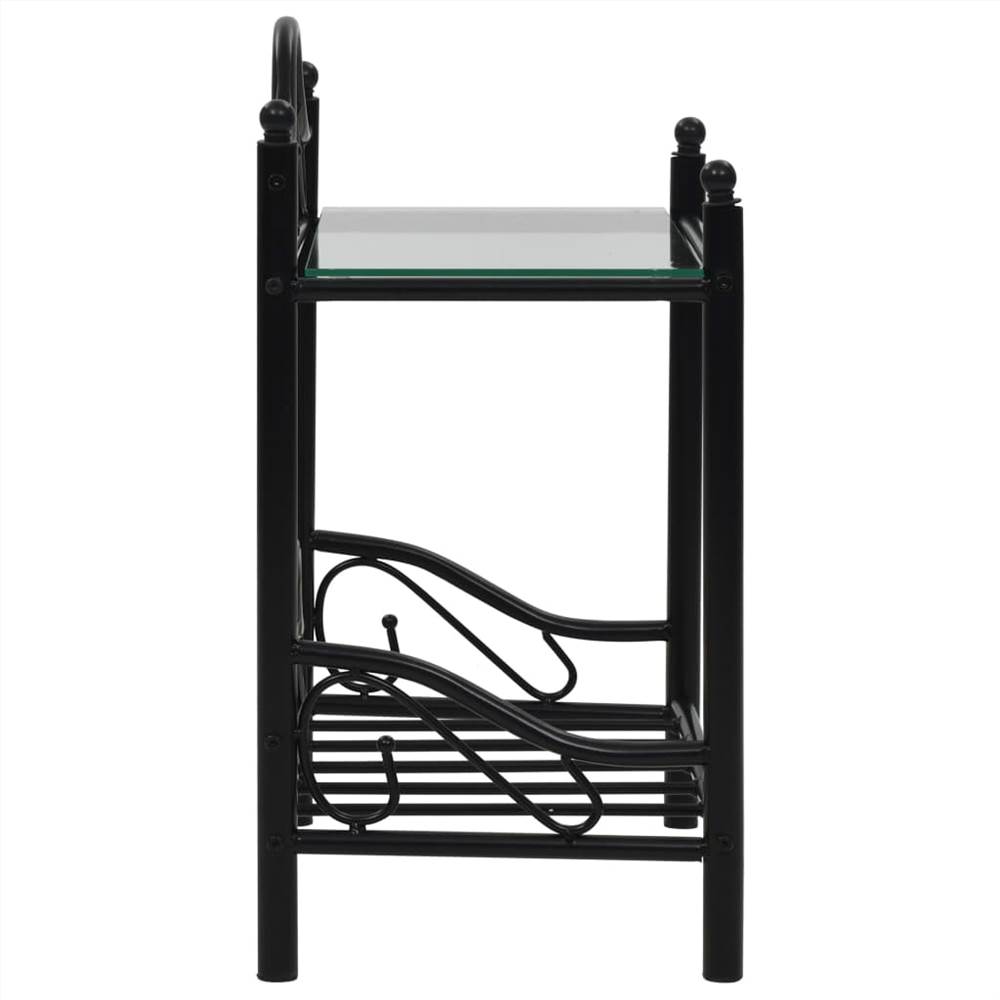 Bedside Tables 2pcs Steel and Tempered Glass 45x30.5x60cm Black