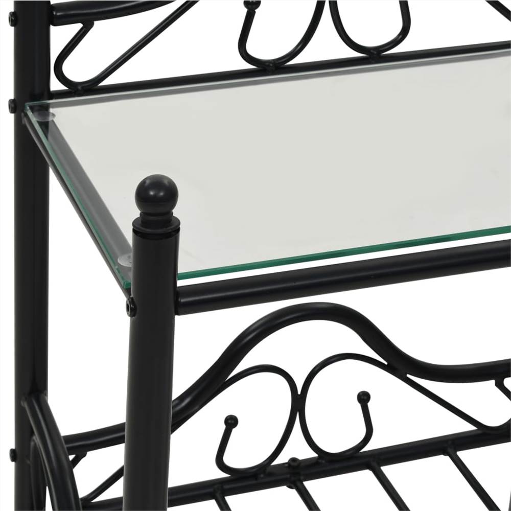 Bedside Tables 2pcs Steel and Tempered Glass 45x30.5x60cm Black