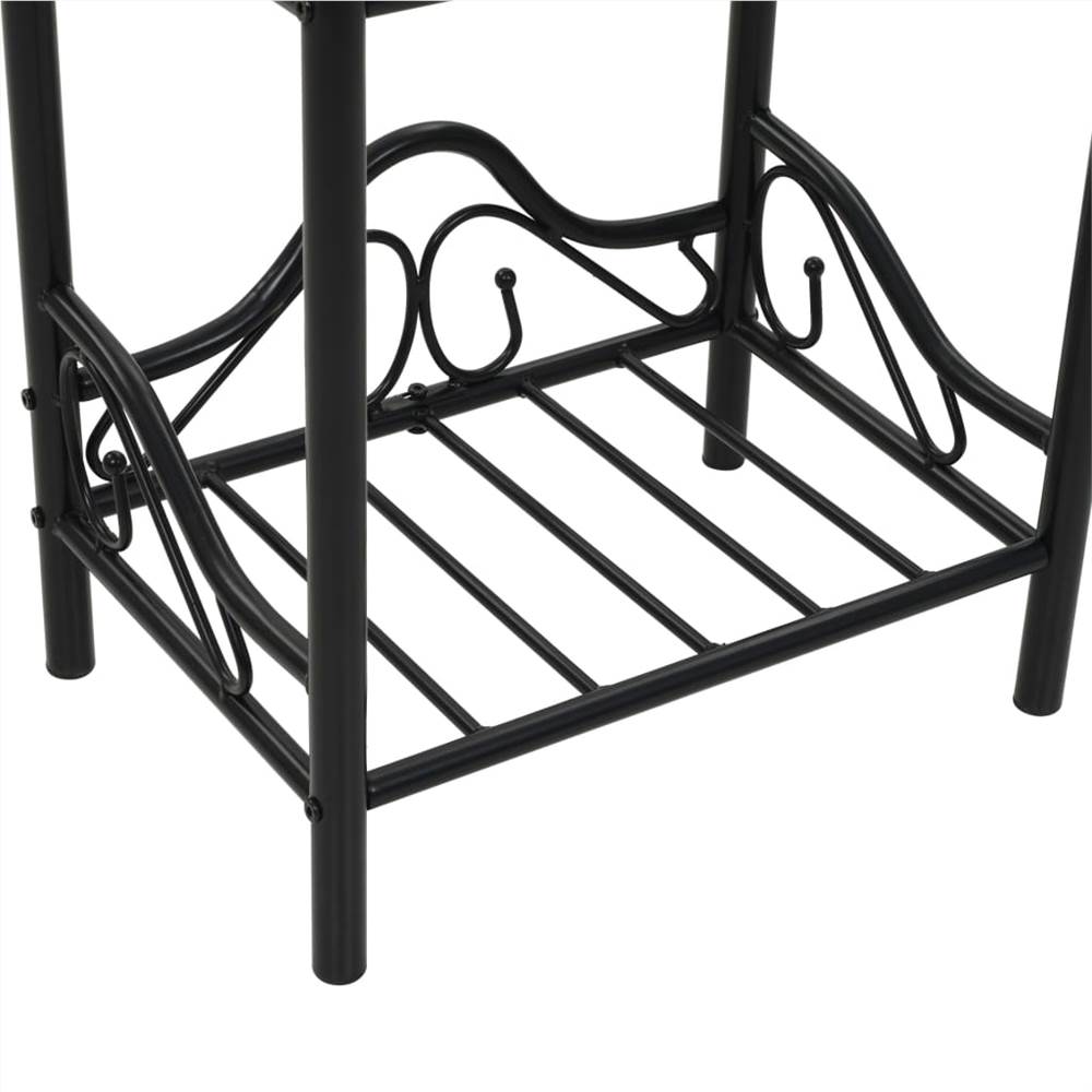 Bedside Tables 2pcs Steel and Tempered Glass 45x30.5x60cm Black