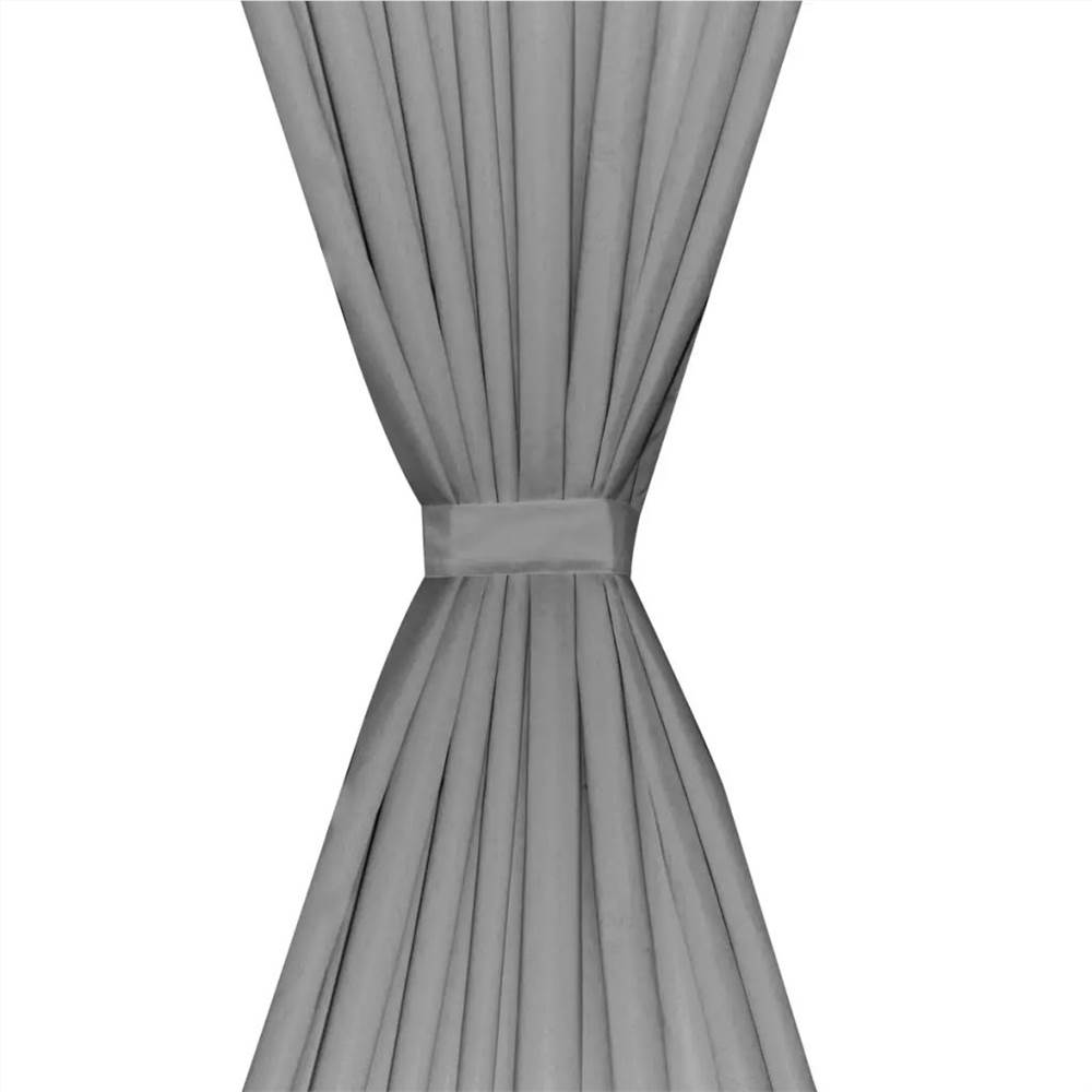Blackout Curtains 2 pcs Double Layer 140x175 cm Grey