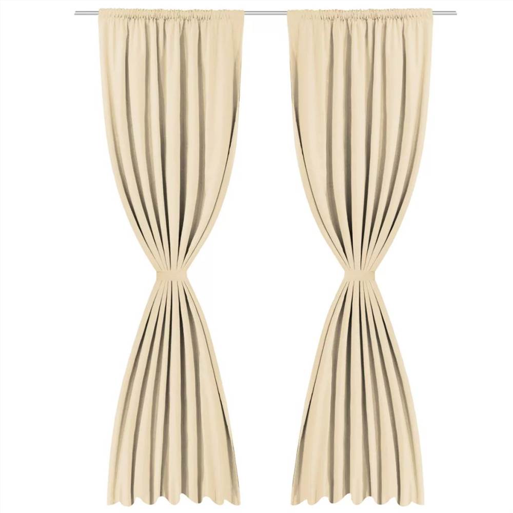 Blackout Curtains 2 pcs Double Layer 140x245 cm Beige