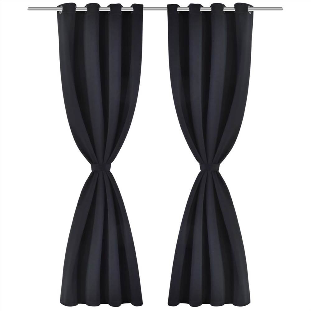 Blackout Curtains 2 pcs with Metal Eyelets 135x175 cm Black