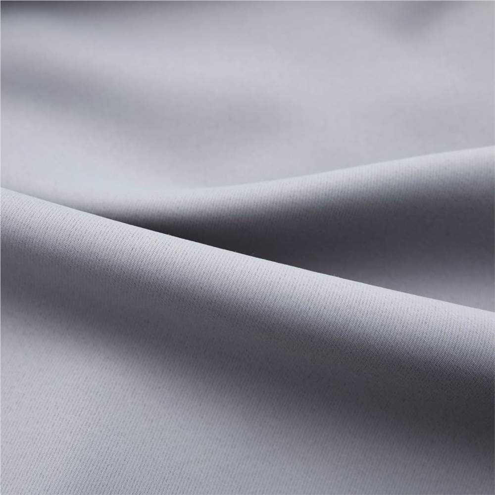 Blackout Curtains with Hooks 2 pcs Grey 140x175 cm