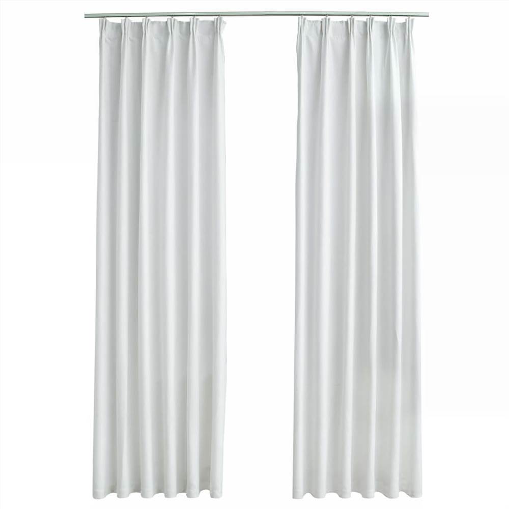 Blackout Curtains with Hooks 2 pcs Off White 140x225 cm