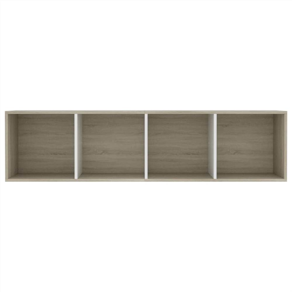 Book Cabinet/TV Cabinet White and Sonoma Oak 143x30x36 cm