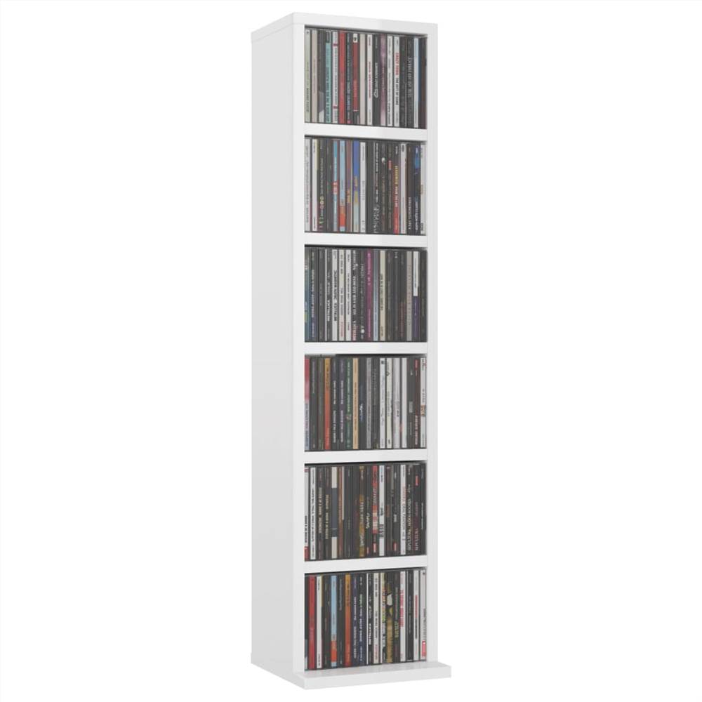 CD Cabinet High Gloss White 21x20x88 cm Chipboard