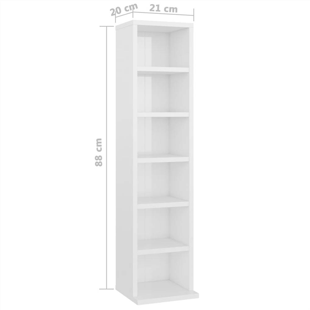 CD Cabinet High Gloss White 21x20x88 cm Chipboard