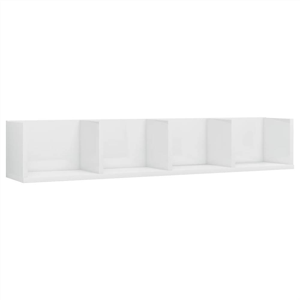 CD Wall Shelf High Gloss White 100x18x18 cm Chipboard