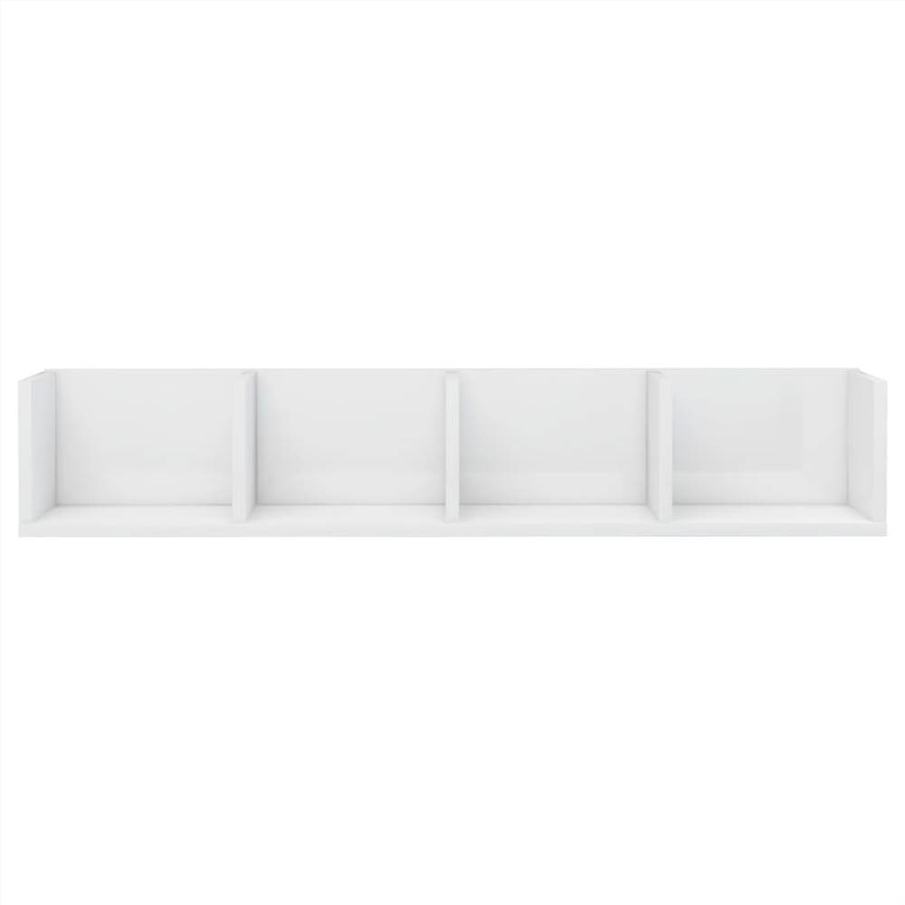 CD Wall Shelf High Gloss White 100x18x18 cm Chipboard