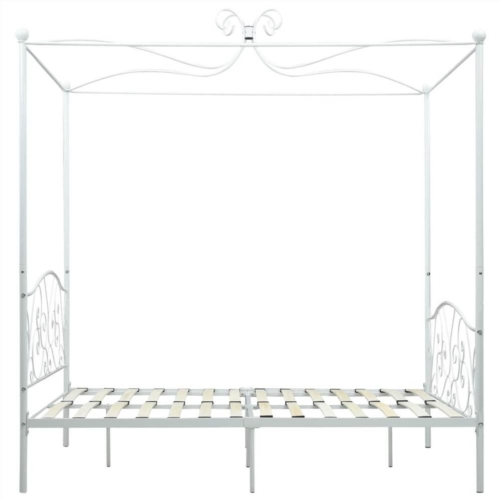 Canopy Bed Frame White Metal 140x200 cm